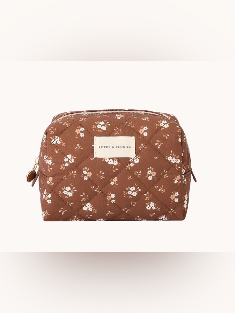 Poppy & Peonies Brown Floral Patchwork Cosmetic Bag 3 Pc Set! 🍁Set Price - Picture 6 of 7